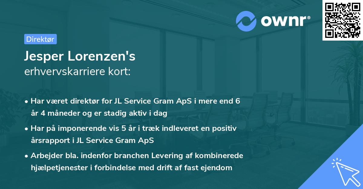 Jesper Lorenzen's erhvervskarriere kort