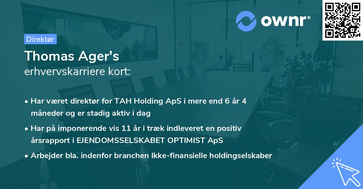 Thomas Ager's erhvervskarriere kort