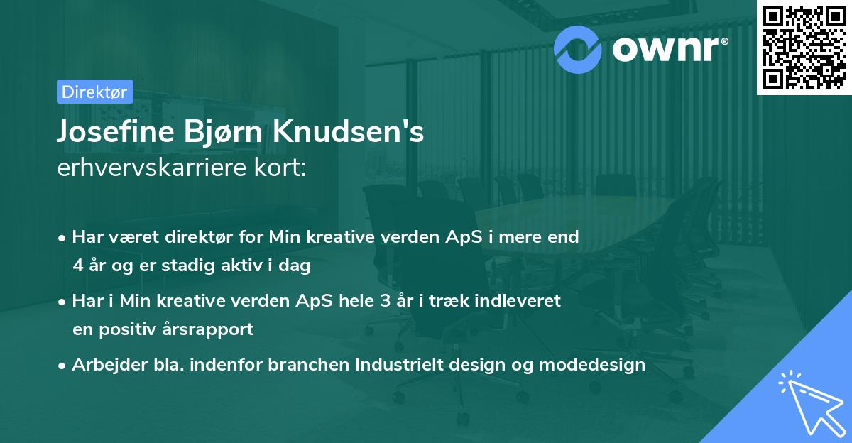 Josefine Bjørn Knudsen's erhvervskarriere kort