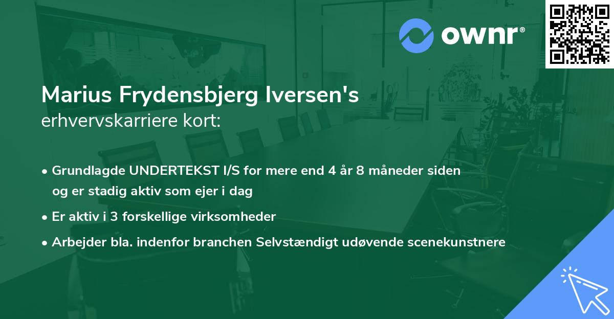 Marius Frydensbjerg Iversen's erhvervskarriere kort