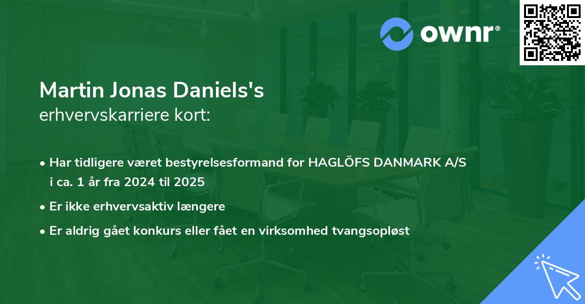 Martin Jonas Daniels's erhvervskarriere kort