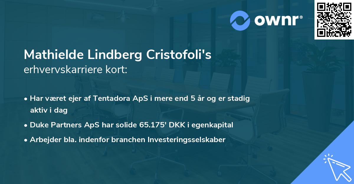 Mathielde Lindberg Cristofoli's erhvervskarriere kort