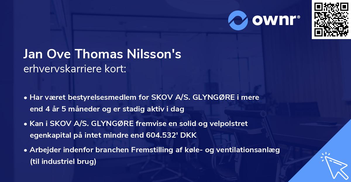 Jan Ove Thomas Nilsson's erhvervskarriere kort