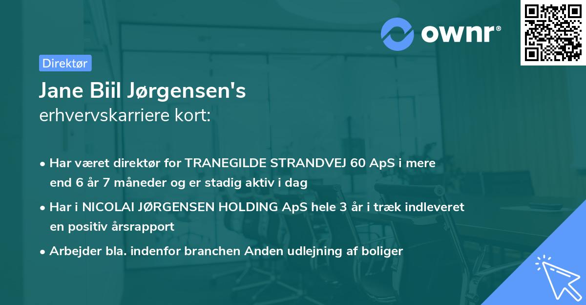Jane Biil Jørgensen's erhvervskarriere kort