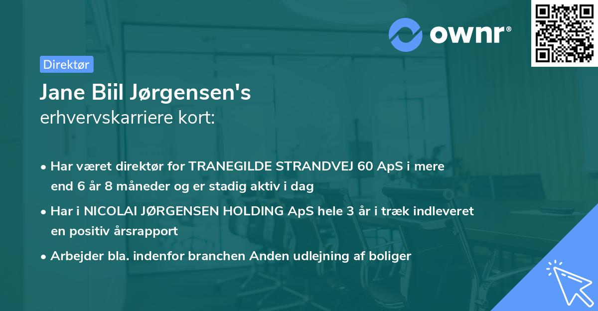 Jane Biil Jørgensen's erhvervskarriere kort