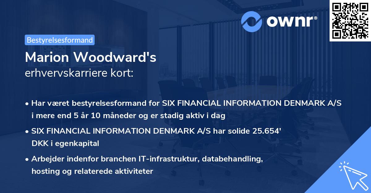 Marion Woodward's erhvervskarriere kort