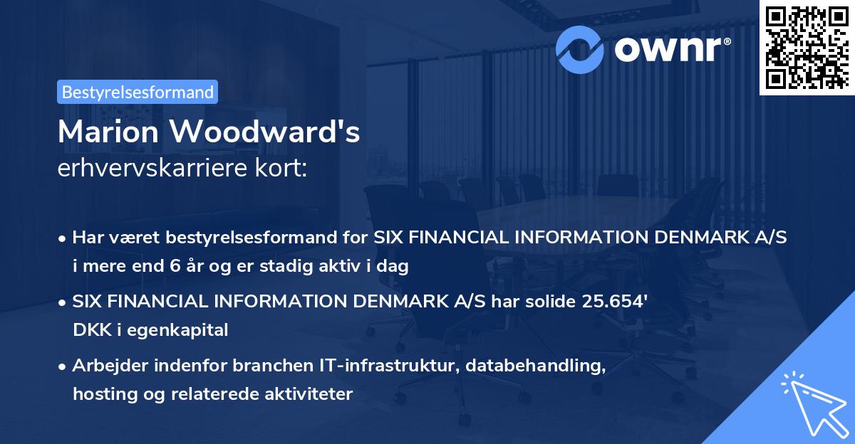 Marion Woodward's erhvervskarriere kort
