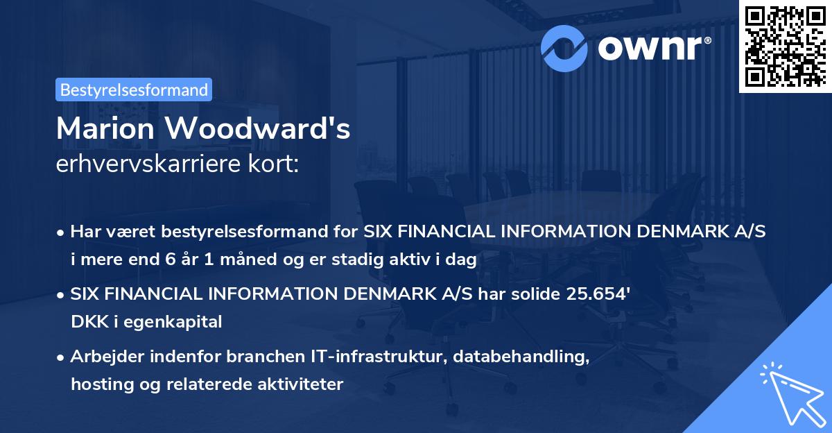 Marion Woodward's erhvervskarriere kort