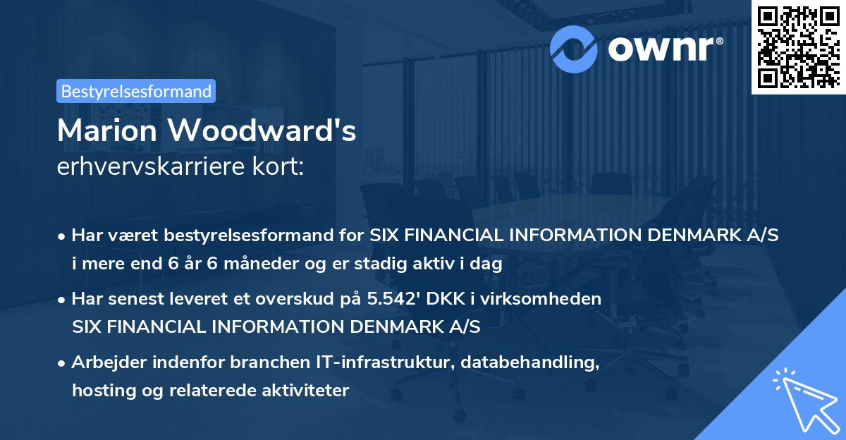 Marion Woodward's erhvervskarriere kort