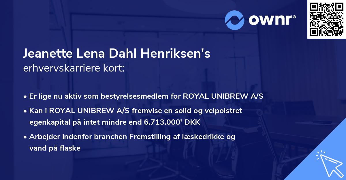 Jeanette Lena Dahl Henriksen's erhvervskarriere kort