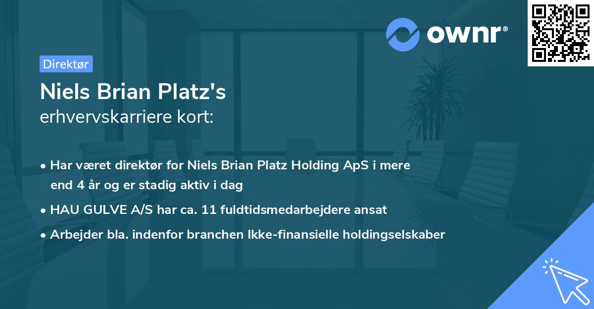 Niels Brian Platz's erhvervskarriere kort
