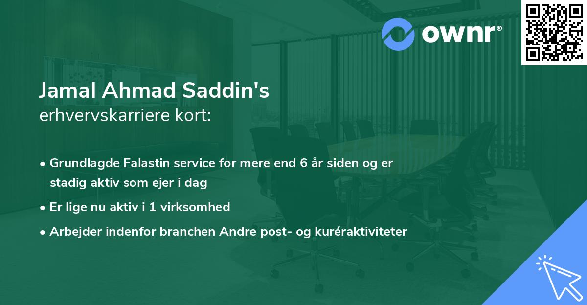 Jamal Ahmad Saddin's erhvervskarriere kort
