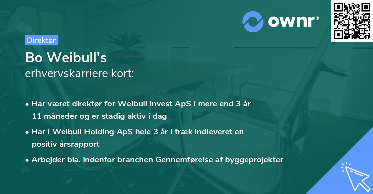 Bo Weibull's erhvervskarriere kort