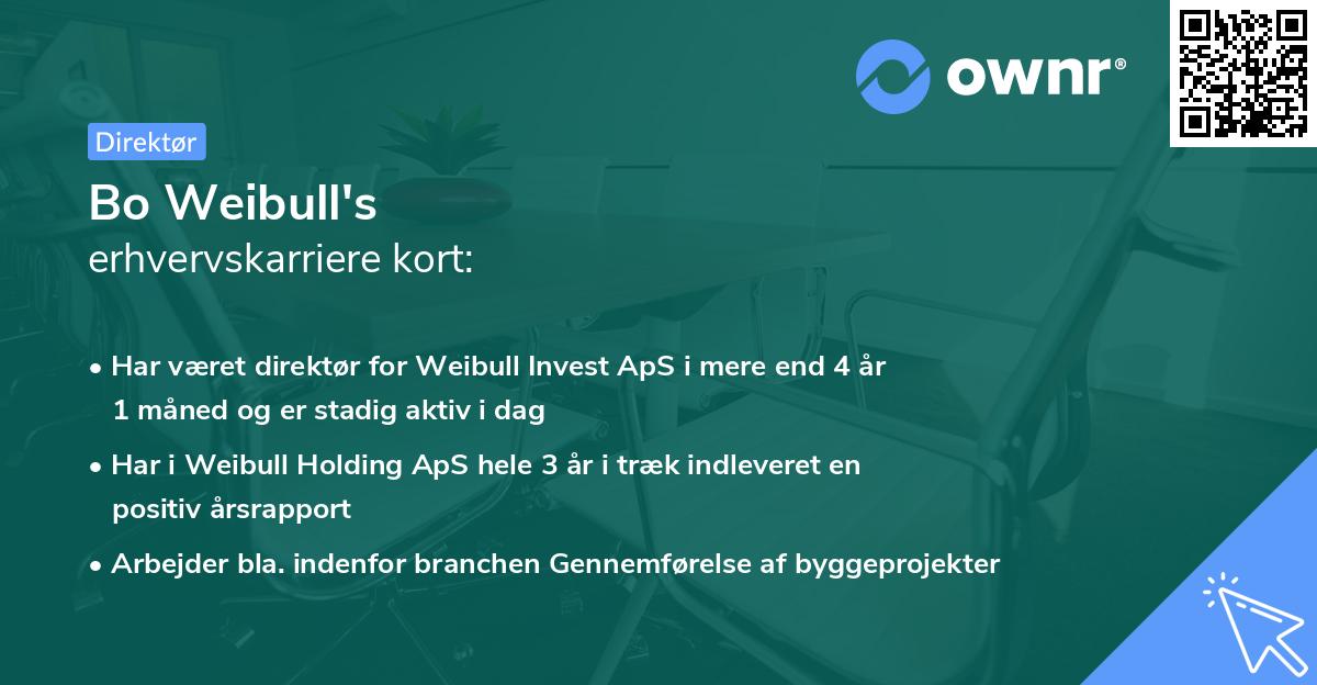 Bo Weibull's erhvervskarriere kort