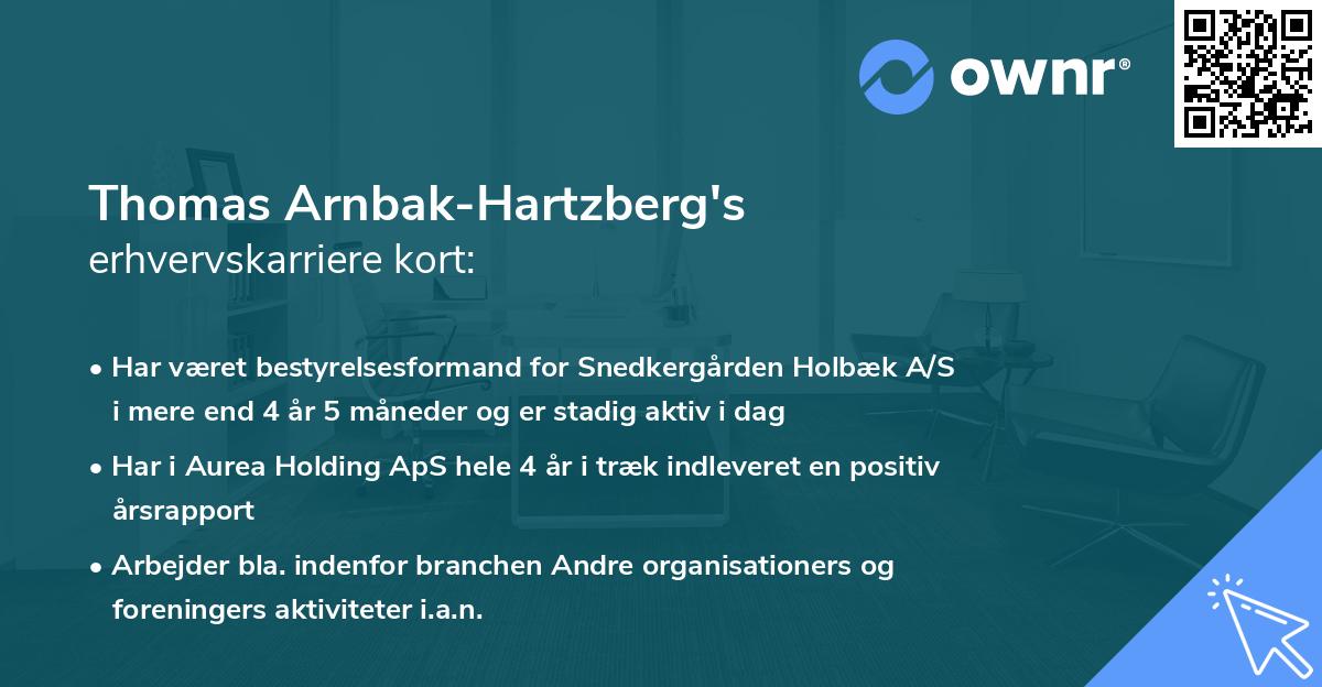 Thomas Arnbak-Hartzberg's erhvervskarriere kort