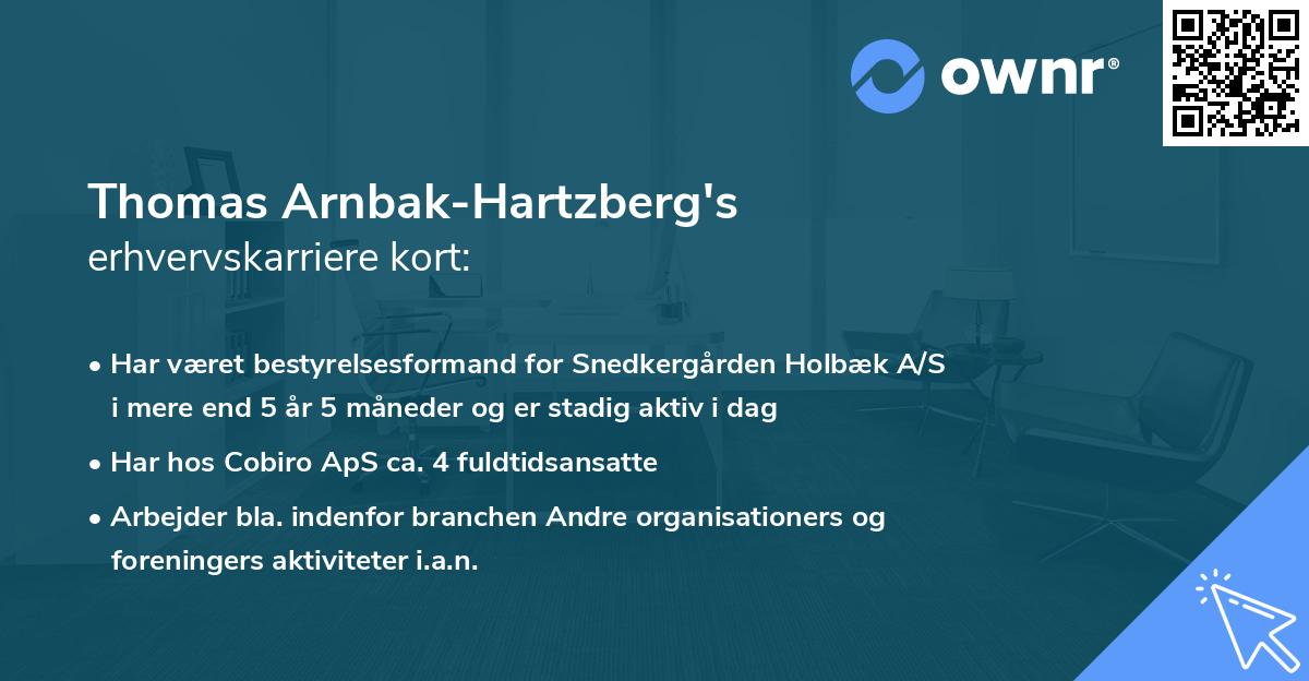 Thomas Arnbak-Hartzberg's erhvervskarriere kort