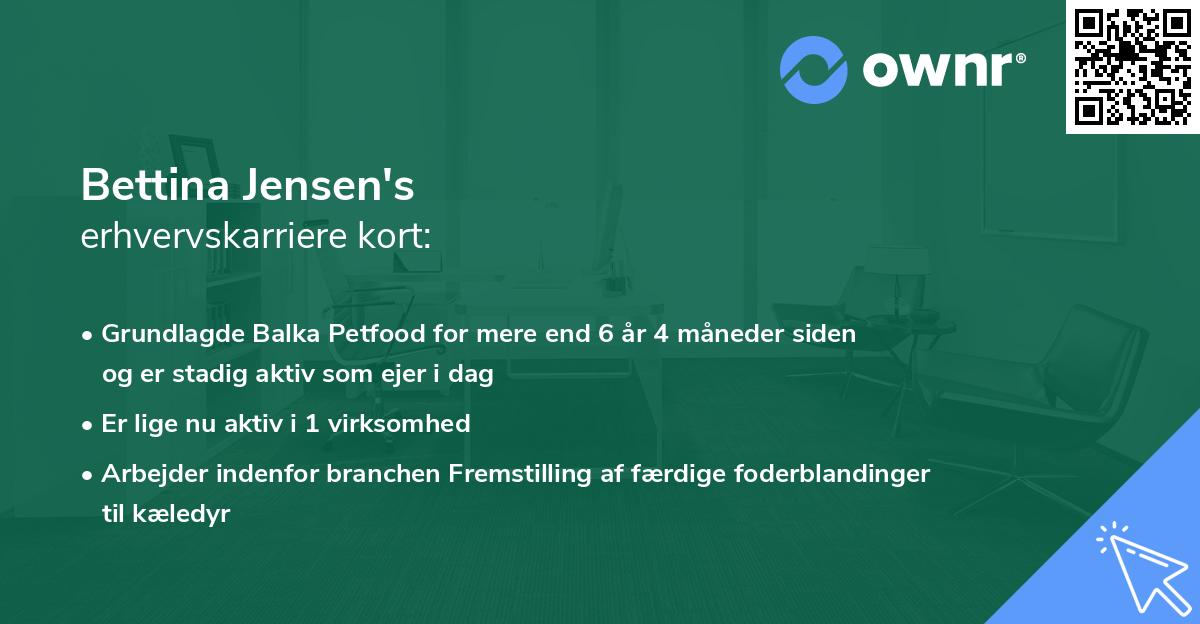 Bettina Jensen's erhvervskarriere kort