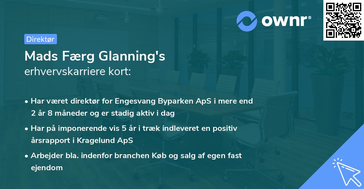 Mads Færg Glanning's erhvervskarriere kort