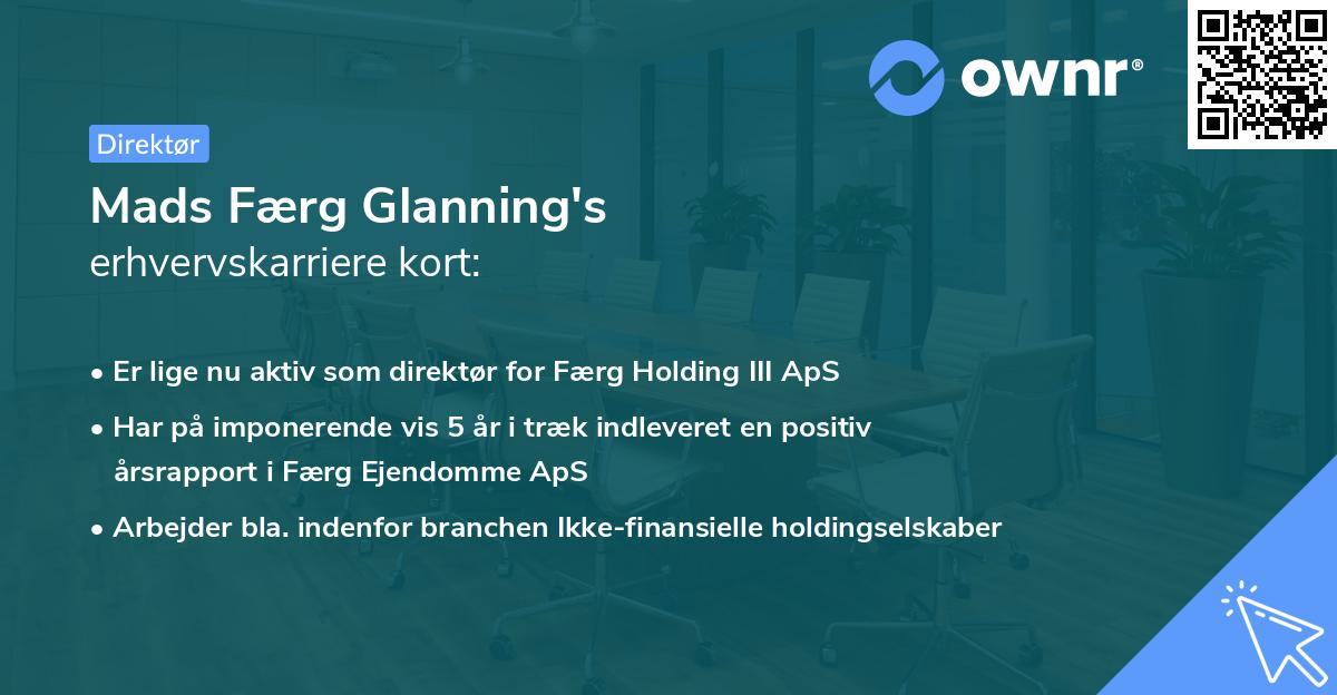 Mads Færg Glanning's erhvervskarriere kort
