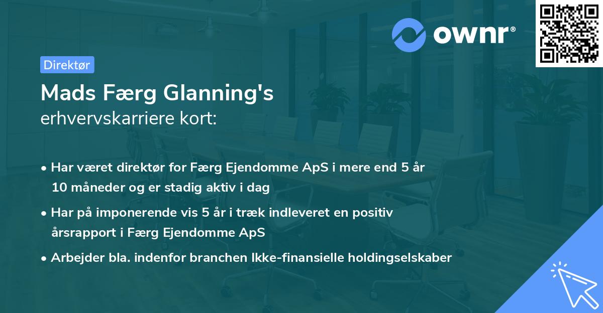 Mads Færg Glanning's erhvervskarriere kort