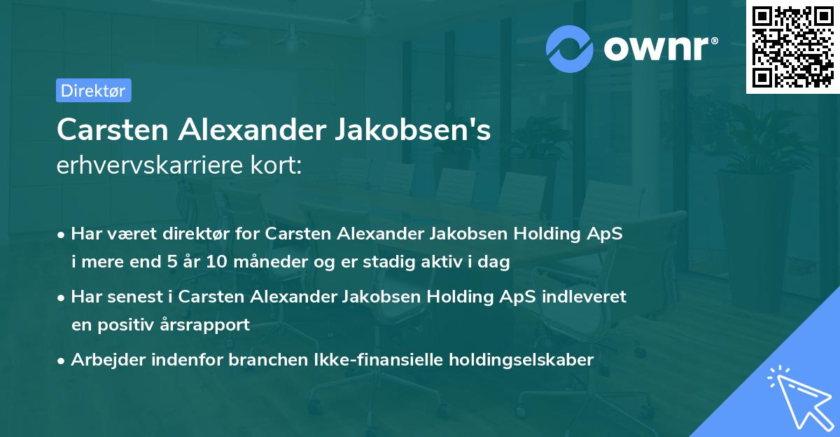 Carsten Alexander Jakobsen's erhvervskarriere kort