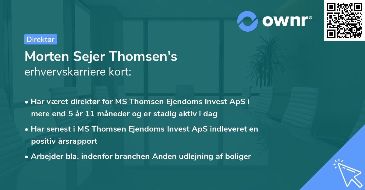 Morten Sejer Thomsen's erhvervskarriere kort