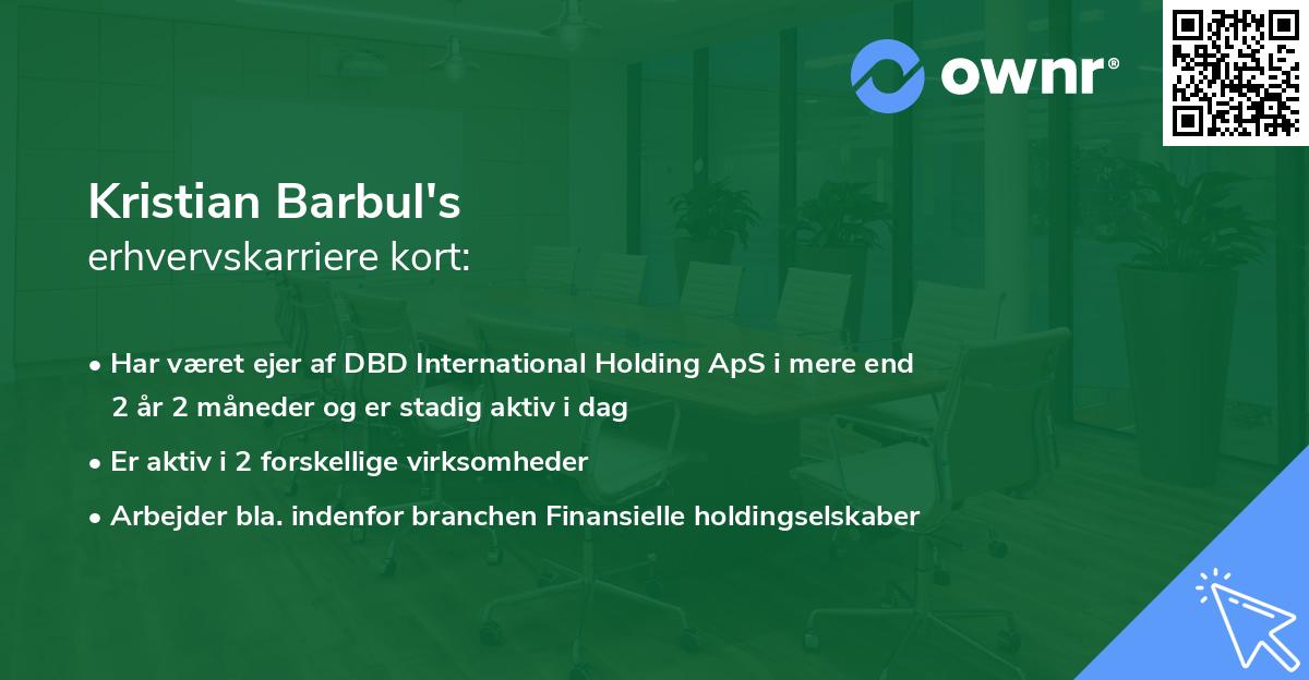 Kristian Barbul's erhvervskarriere kort