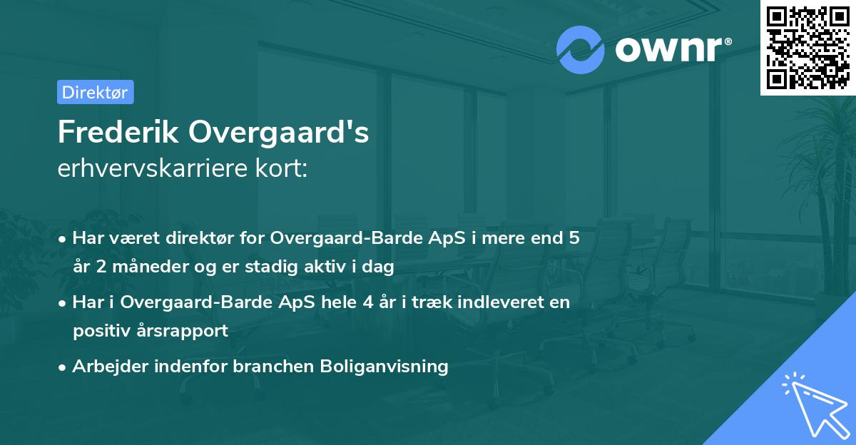 Frederik Overgaard's erhvervskarriere kort