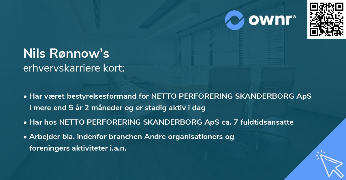 Nils Rønnow's erhvervskarriere kort