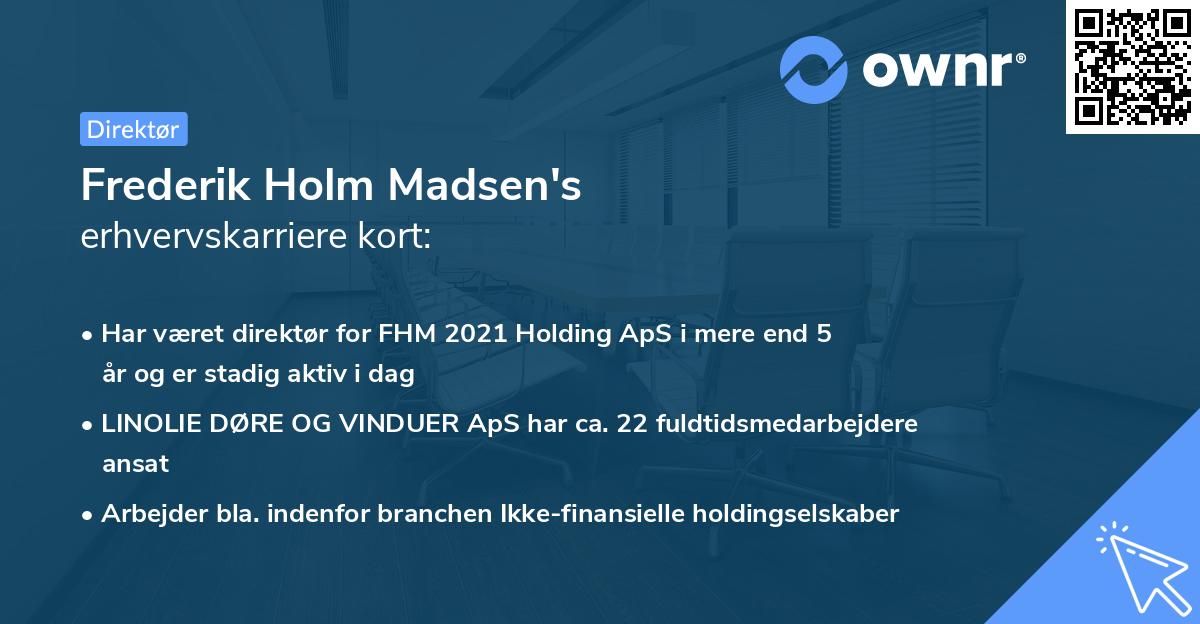 Frederik Holm Madsen's erhvervskarriere kort