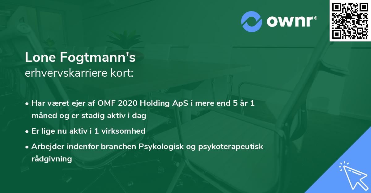 Lone Fogtmann's erhvervskarriere kort