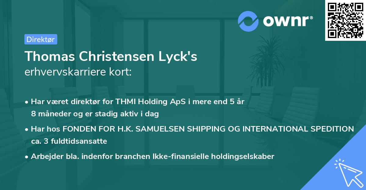 Thomas Christensen Lyck's erhvervskarriere kort
