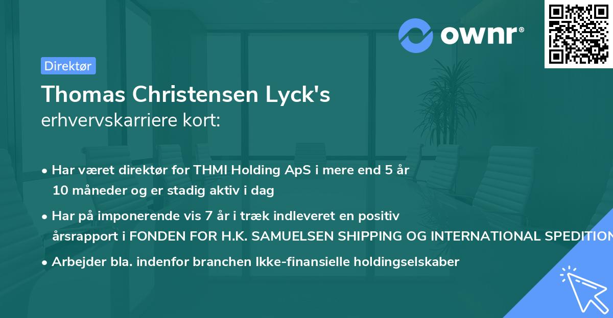 Thomas Christensen Lyck's erhvervskarriere kort