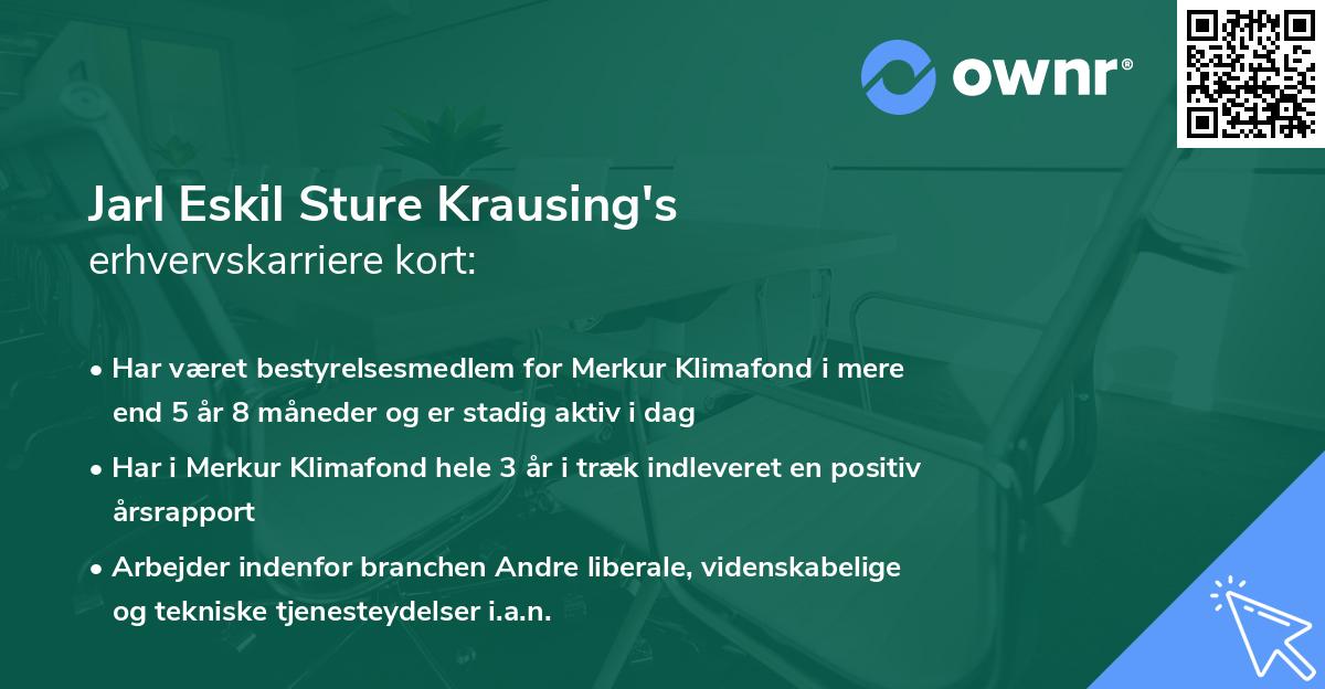 Jarl Eskil Sture Krausing's erhvervskarriere kort