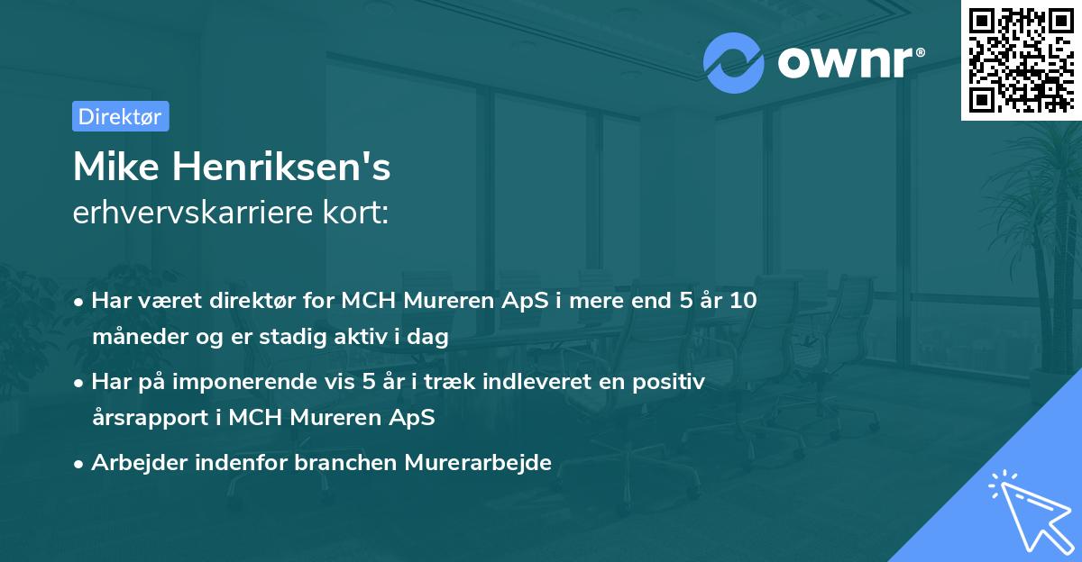 Mike Henriksen's erhvervskarriere kort