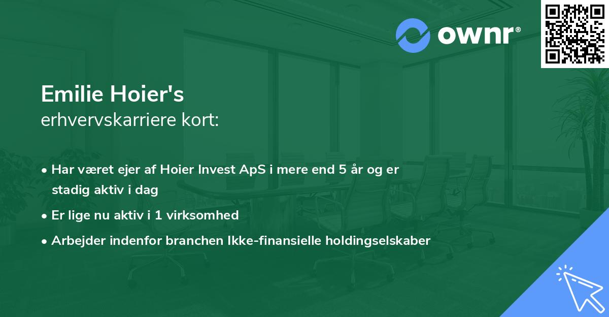 Emilie Hoier's erhvervskarriere kort