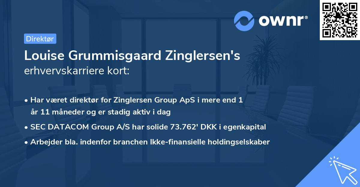 Louise Grummisgaard Zinglersen's erhvervskarriere kort