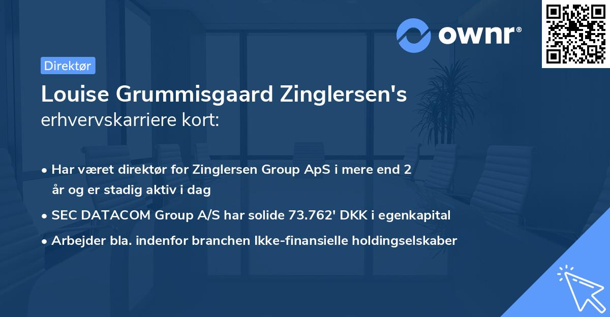 Louise Grummisgaard Zinglersen's erhvervskarriere kort