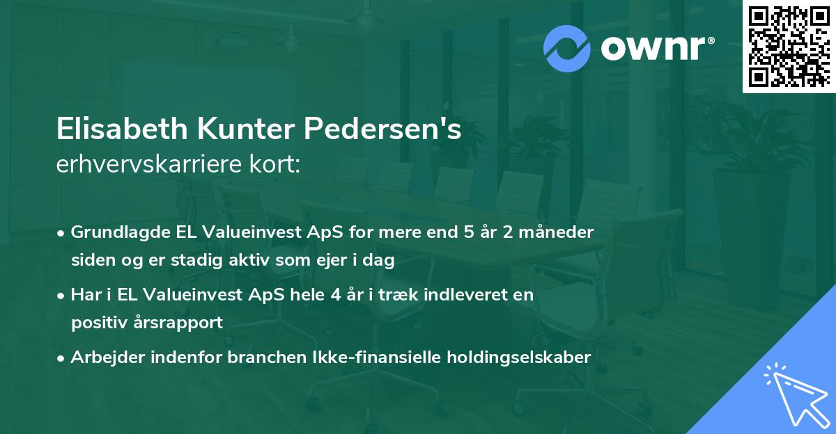 Elisabeth Kunter Pedersen's erhvervskarriere kort