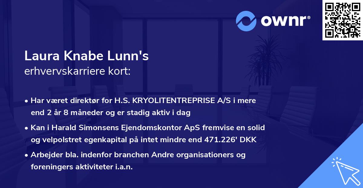 Laura Knabe Lunn's erhvervskarriere kort