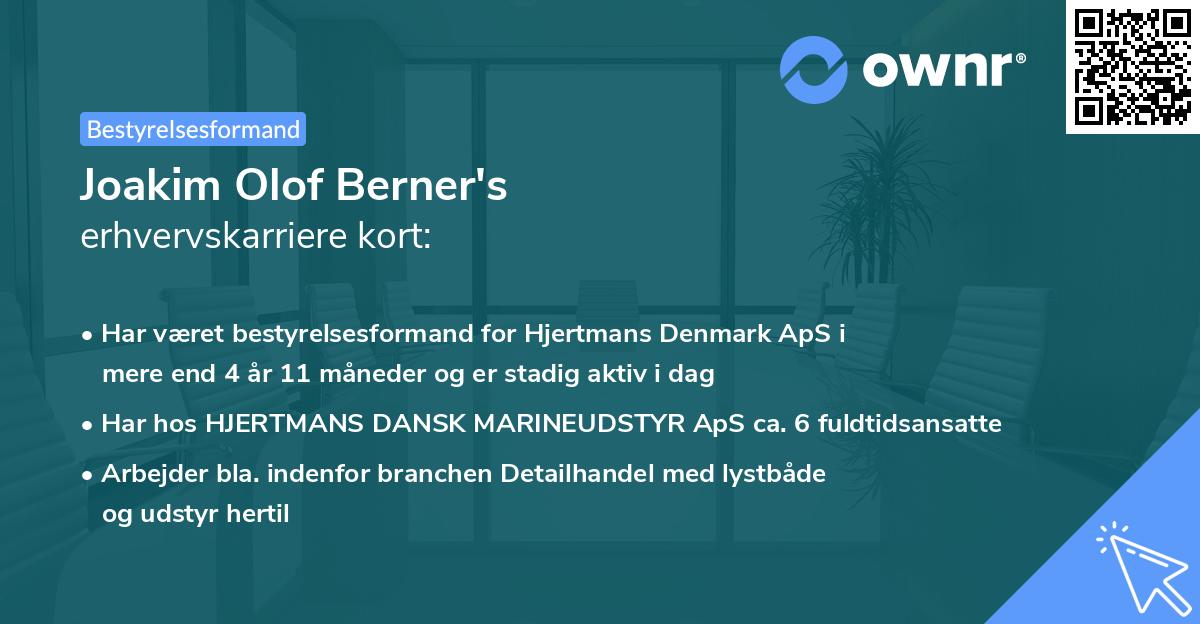 Joakim Olof Berner's erhvervskarriere kort