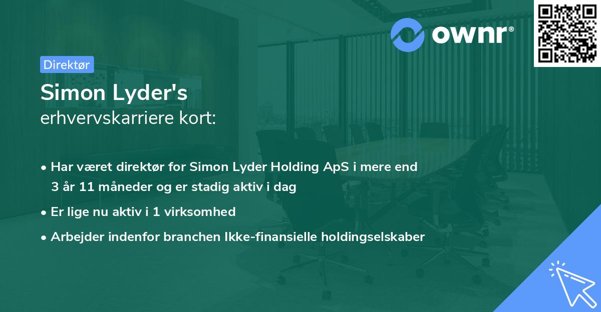 Simon Lyder's erhvervskarriere kort