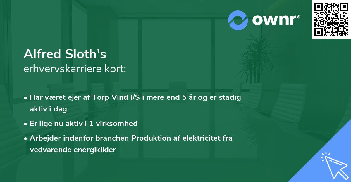 Alfred Sloth's erhvervskarriere kort