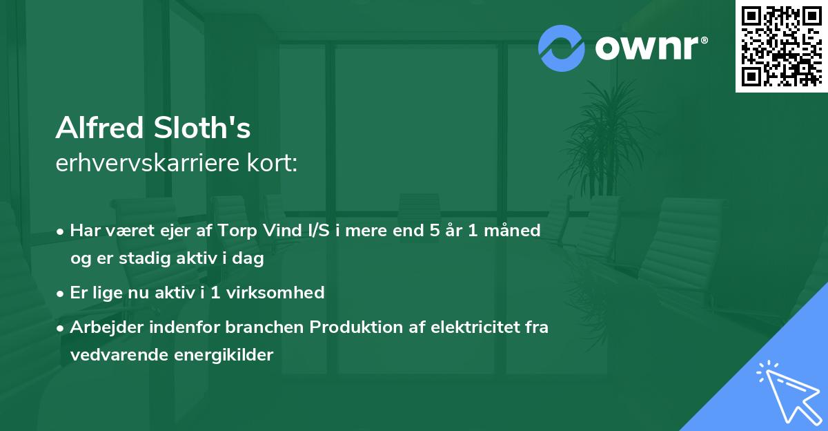 Alfred Sloth's erhvervskarriere kort