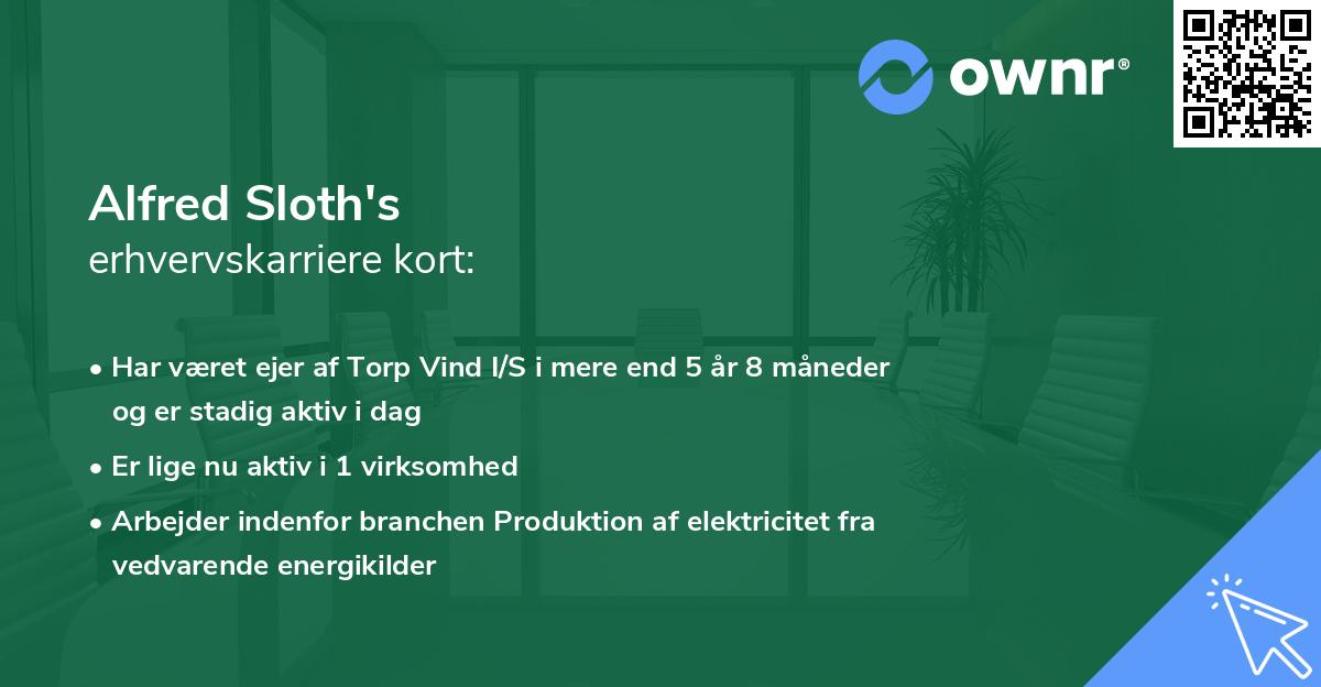 Alfred Sloth's erhvervskarriere kort