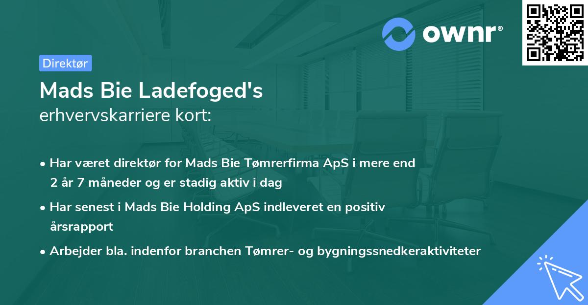 Mads Bie Ladefoged's erhvervskarriere kort