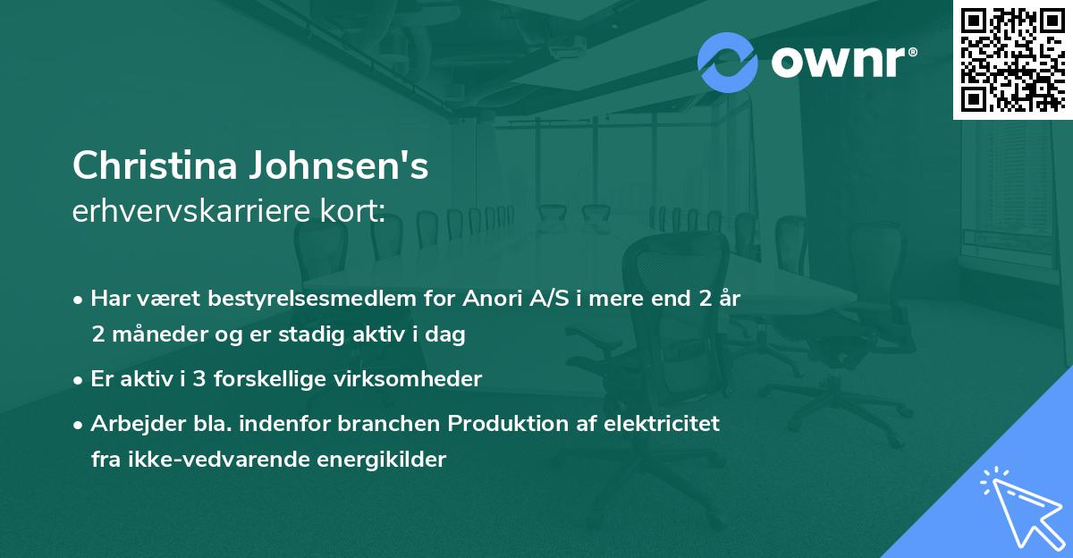 Christina Johnsen's erhvervskarriere kort