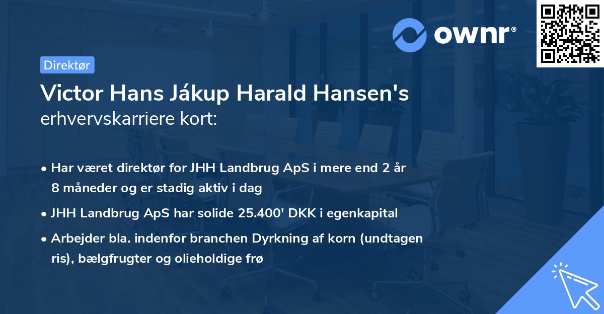 Victor Hans Jákup Harald Hansen's erhvervskarriere kort