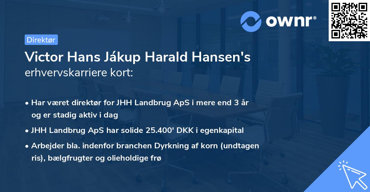 Victor Hans Jákup Harald Hansen's erhvervskarriere kort