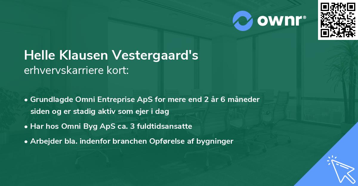 Helle Klausen Vestergaard's erhvervskarriere kort
